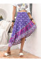 Purple Floral A-Line Midi Skirt - 5
