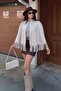 Women's Suede Fabric Tasseled Cape Poncho
