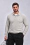 Men's Plus Size Long Sleeve Beige Polo Collar T-Shirt