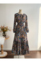Paisley Print Maxi A-Line Dress with Long Sleeves - 4