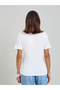 White Round Neck Cut and Sew Panel T-Shirt - 5