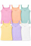 6-Piece Girls' Modal Strap Tank Top 48% Modal 47% Cotton 5% Elastane Flexible Comfortable 3-10 Years Old