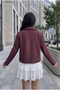 Women's New Season, Burgundy, Pocketed, Bow Stone Detailed Lined Jacket Coat - 3