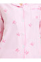Pink Striped Bow Print Pajama Set with Long Sleeve and Straight Leg - 3
