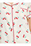 Short Sleeve Cherry Print Pajama Set - 3
