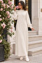 Stone Embellished Knitwear Dress K3071 Ecru - 2