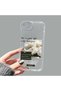 iPhone 16E/17E Compatible Transparent Silicone Case Minimal White Rose Text Pattern Camera Protected Anti-Shock Phone Case