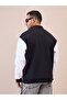 Varsity Jacket: Black and White Embroidered Button-Up - 6