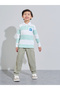 Boys Striped Long Sleeves Polo T-Shirt with Patchwork Detail - 2
