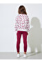 Girls White All Over Print Sweatshirt and Burgundy Solid Leggings Set - 6