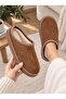 Women's Tan Thick Sole Fur-Lined House Slippers Home Shoes (Narrow Fit) - 2