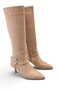 Selene Amara Women's Pointed Toe Thin Heeled Boots 0012301 Mink Suede - 3