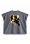 One Piece Sanji Flaming Spinning Kick Printed Boxy Oversize Sleeveless T-Shirt - Anthracite - 2