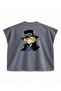 One Piece Sabo Top Hat Portrait Printed Boxy Oversize Sleeveless T-Shirt - Anthracite - 2