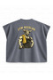 Gym Instructor Bull Printed Boxy Oversize Sleeveless T-Shirt - Anthracite - 2