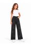 29209-26 Girl's Stoned Leaf Detailed Loose Wide Leg Tasseled Jeans 6-12 Years Old - 2