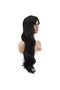 Extra long wavy fiber synthetic wig with bangs - dark chestnut - 3