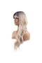 Wavy long bangs fiber synthetic wig - ash dark root champagne beige blonde ombre - 4