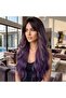 Long fiber synthetic wig with wavy bangs - black / plum purple ombre