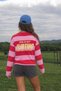 Women's Long Sleeve T-Shirt This Is Not Flirting Printed Pink Red Stripes - Crew Neck, 100% Cotton