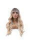 Wavy long bangs fiber synthetic wig - ash platinum champagne blonde ombre - 2