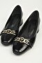 Women's Black Metal Buckle Heeled Shoes Pc-56067