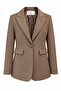 Single Button Suede Blazer Mink Jacket with Flap Pockets 0070 - 2