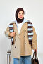 Women's Double-Sided Aler Detailed Lined Short Trench Coat Beige