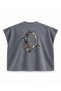 Thorned Blackberry Printed Gothic Boxy Oversize Sleeveless T-Shirt - Anthracite - 2