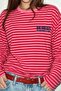Women's Striped Long Sleeve T-Shirt New York City Printed Pink – Crew Neck - 3