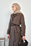 Women's Shirt Collar Cape Lined Midi Length Trench Coat Brown - 3