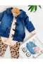 Baby Girl Outfit with Bow Detail and Denim Jacket