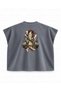 Chain Breaker Dumbbell Printed Boxy Oversize Sleeveless Fitness T-Shirt - Anthracite - 2