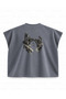 Lost Bridge Printed Gothic Boxy Oversize Sleeveless T-Shirt - Anthracite - 2
