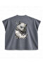 Demon Slayer Inosuke Hashibira Wild View Printed Boxy Oversize Sleeveless T-Shirt - Anthracite - 2