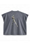 Jojo Silver Chariot Rapier Print Boxy Oversize Sleeveless T-Shirt - Anthracite - 2