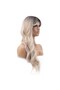 Wavy long bangs fiber synthetic wig - ash dark root champagne beige blonde ombre - 3