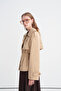 Short Camel Trench Coat with Shoulder Epaulettes 14265 - 5