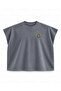 Track Ready Printed Boxy Oversize Sleeveless Biker T-Shirt - Anthracite