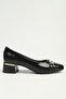 Women's Black Metal Buckle Heeled Shoes Pc-56067 - 2