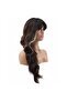 Wavy long bangs fiber synthetic wig - caramel shimmer dark chocolate brown - 3