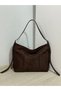 Suede Large Size Women's Shoulder Bag with Belt Detail and Front Pocket