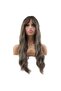 Long fiber synthetic wig with wavy bangs - ashy dark auburn - 2