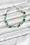 Brass Silver Color Green Zircon Stone Flower Model Women's Bracelet