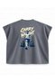 Farmer Walk Printed Boxy Oversize Sleeveless Fitness T-Shirt - Anthracite - 2