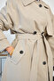 Women's Shirt Collar Cape Lined Midi Length Trench Coat Stone - 6