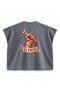 Keyhole Printed Boxy Oversize Sleeveless Biker T-Shirt - Anthracite - 2