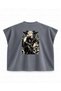 Jujutsu Kaisen Ryomen Sukuna Taht Manga Panel Printed Boxy Oversize Sleeveless T-Shirt - Anthracite - 2