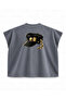Jojo Jotaro Kujo Chain and Hat Printed Boxy Oversize Sleeveless T-Shirt - Anthracite - 2