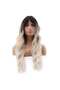 Wavy long shaggy fiber synthetic wig - dark brown rooted ash platinum ombre - 2